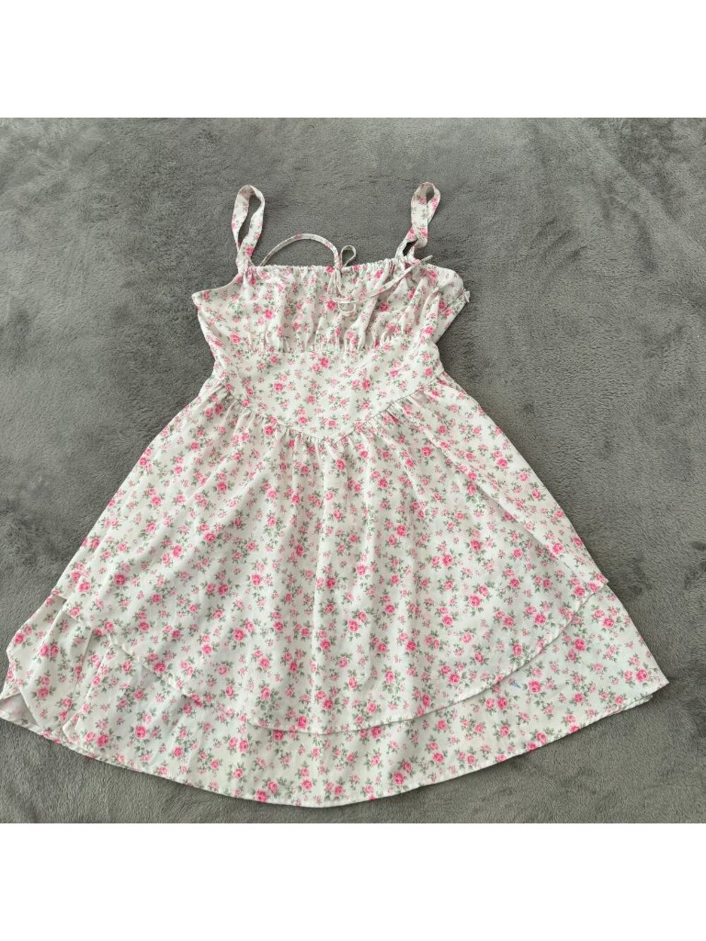 *flaw Scarlet Darkness Pink Floral White Mini Dress Womens MEDIUM